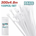 Δεματικά καλωδίων 300x4.8mm Λευκά 100τμχ THTCT3001