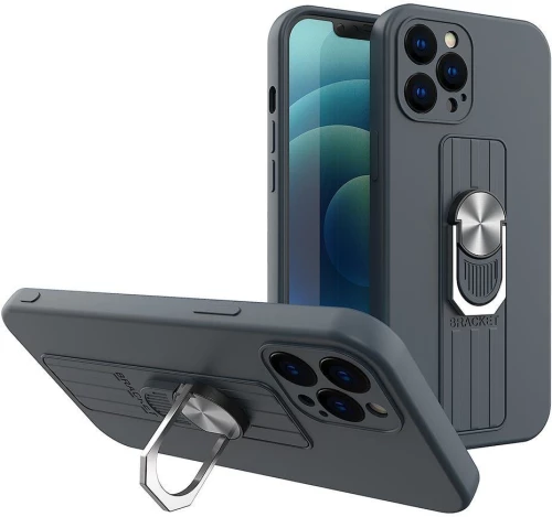 Ring Case silicone case with finger grip and stand for Samsung Galaxy A13 5G blue.