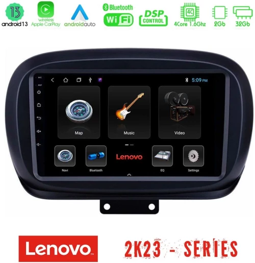 Lenovo Car Pad Fiat 500X 4Core Android 13 2+32GB Navigation Multimedia Tablet 9" U-LEN-FT230