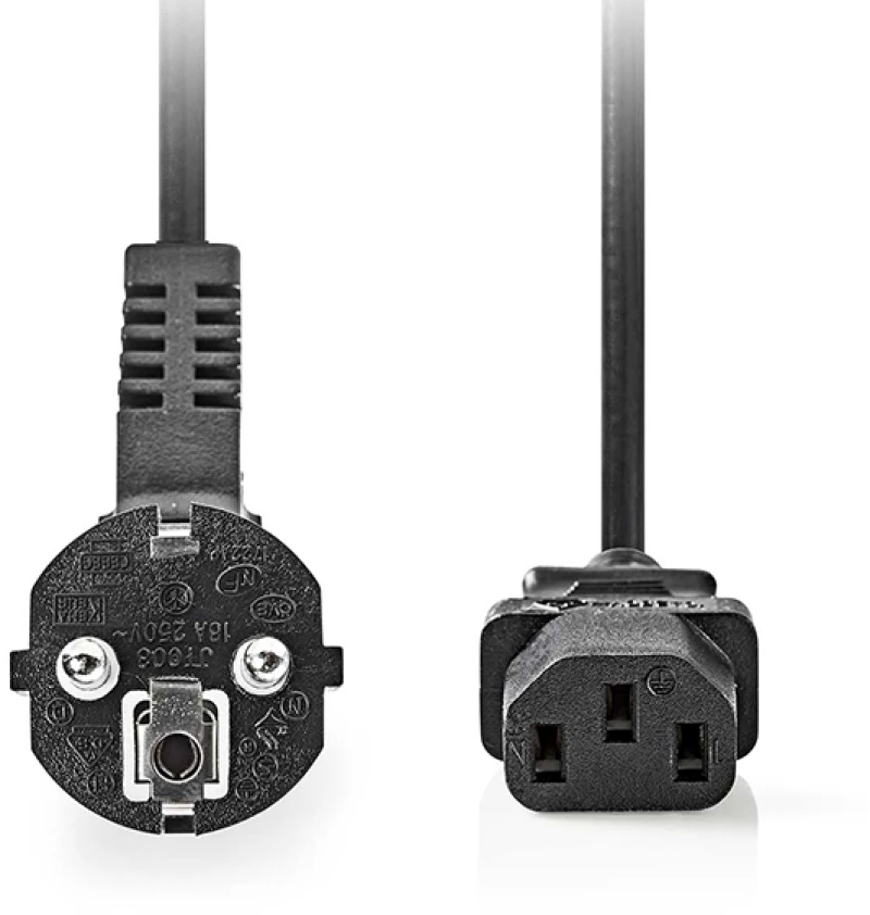 NEDIS CEGL10000BK50 POWER CABLE ANGLED SCUKO MALE - IEC-320-C13 5.00m BLACK
