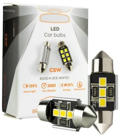 Cartech ΛΑΜΠΑ LED 3PCS SMD WHITE COLOR (6000K) T10X36MM 33766