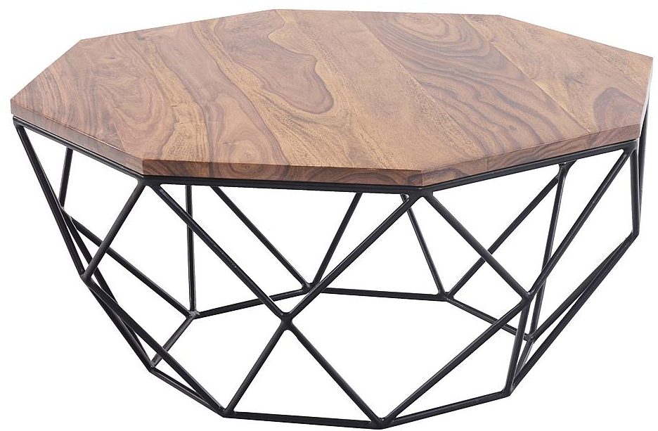 Τραπεζάκι Σαλονιού GLEN Φυσικό/Μαύρο Μέταλλο/Ξύλο 82x82x40cm