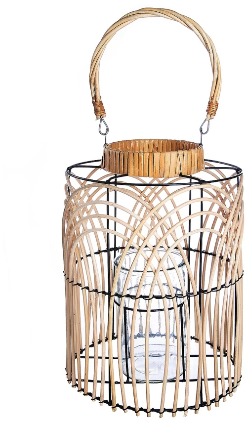 Φανάρι ArteLibre Φυσικό/Μαύρο Rattan/Μέταλλο 33cm