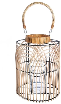 Φανάρι ArteLibre Φυσικό/Μαύρο Rattan/Μέταλλο 33cm