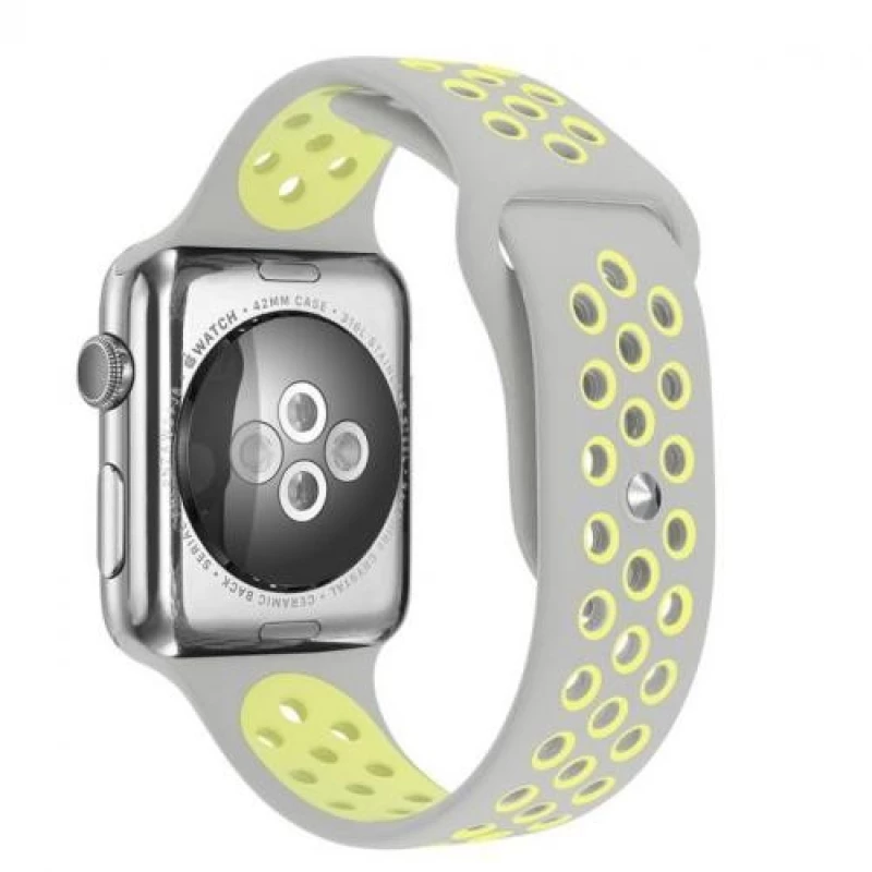 OEM Silicone Band for Apple Watch 42-44-45mm (Grey/Yellow) 111.0214