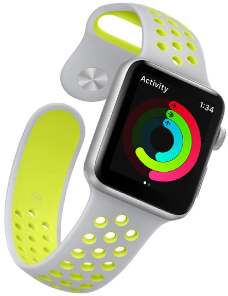 OEM Silicone Band for Apple Watch 42-44-45mm (Grey/Yellow) 111.0214