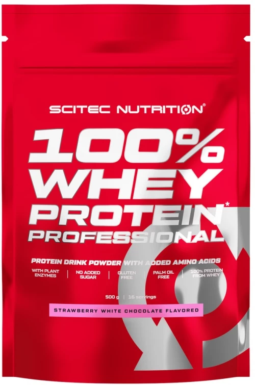 Scitec Nutrition 100% Whey Protein Professional [500 Γραμμάρια] Λευκή σοκολάτα με φράουλα
