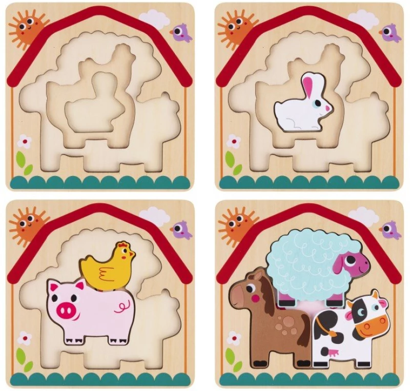 Eli Neli Montessori Farm Multilayer Puzzle Παζλ Πολλαπλών Στρώσεων