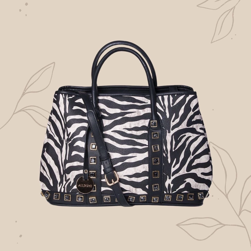 V-store Τσάντα Χειρός Animal Print 19870 + ΔΩΡΟ Nécessaire_ΜΑΥΡΟ