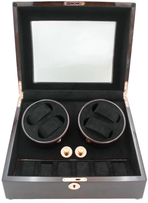 031BF-F-5 WATCH WINDER ΚΟΥΡΔΙΣΤΗΡΙ ΩΡΟΛΟΓΙΩΝ 4 ΘΕΣΕΩΝ ΚΑΦΕ ΜΕ ΜΑΥΡΟ ΕΣΩΤΕΡΙΚΟ