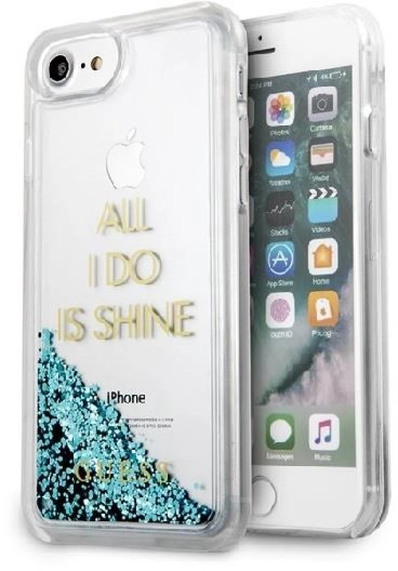 Guess GUHCP7GLUQBL iPhone 6/7/8 / SE 2020 blue / blue hard case Liquid Glitter Party