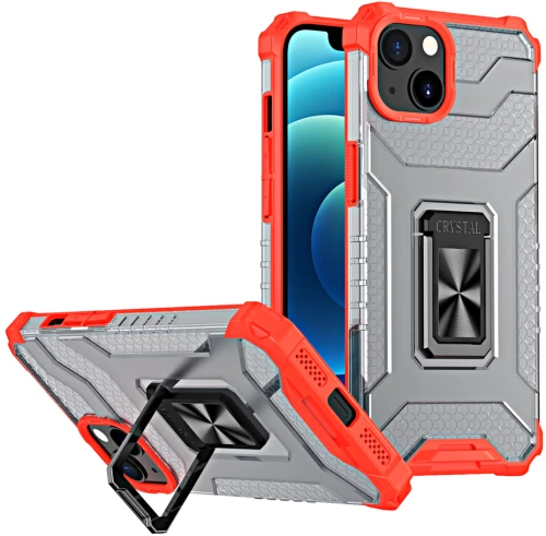 Crystal Ring Case Kickstand Tough Rugged Cover for iPhone 12 red
