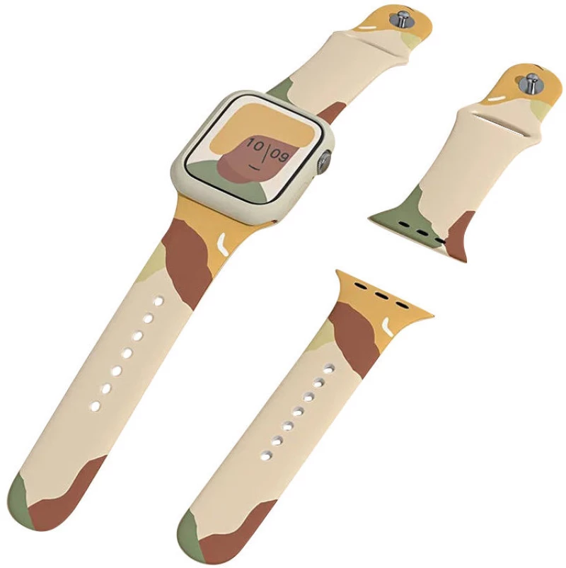 Strap Moro Band For Apple Watch 7 / SE / 5/4/3/2 (41mm / 40mm / 38mm) Silicone Strap Watch Bracelet Pattern 1