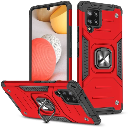 Wozinsky Ring Armor Case Kickstand Tough Rugged Cover for Samsung Galaxy A42 5G red