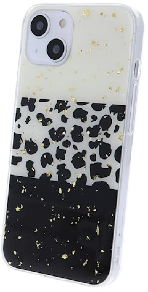 Gold Glam case for Samsung Galaxy A73 5G leopard print 2 Black/White