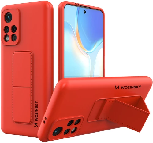 Wozinsky Kickstand Case Silicone Stand Cover for Xiaomi Poco M4 Pro 5G red