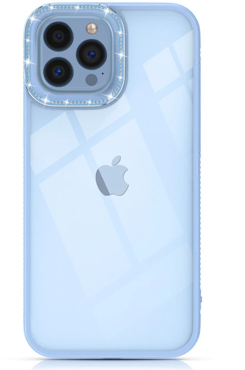 Kingxbar Sparkle Series case iPhone 13 Pro with crystals back cover blue