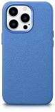 iCarer Litchi Premium Leather Case iPhone 14 Pro Max Magnetic Leather Case with MagSafe Light Blue (WMI14220712-LB)