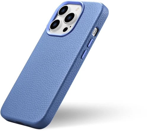 iCarer Litchi Premium Leather Case iPhone 14 Pro Max Magnetic Leather Case with MagSafe Light Blue (WMI14220712-LB)