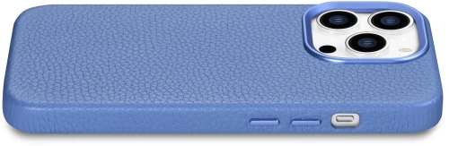iCarer Litchi Premium Leather Case iPhone 14 Pro Max Magnetic Leather Case with MagSafe Light Blue (WMI14220712-LB)