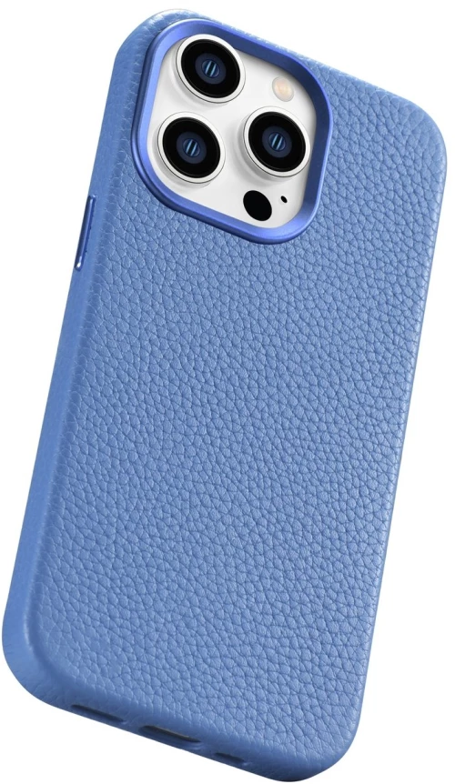 iCarer Litchi Premium Leather Case iPhone 14 Pro Max Magnetic Leather Case with MagSafe Light Blue (WMI14220712-LB)