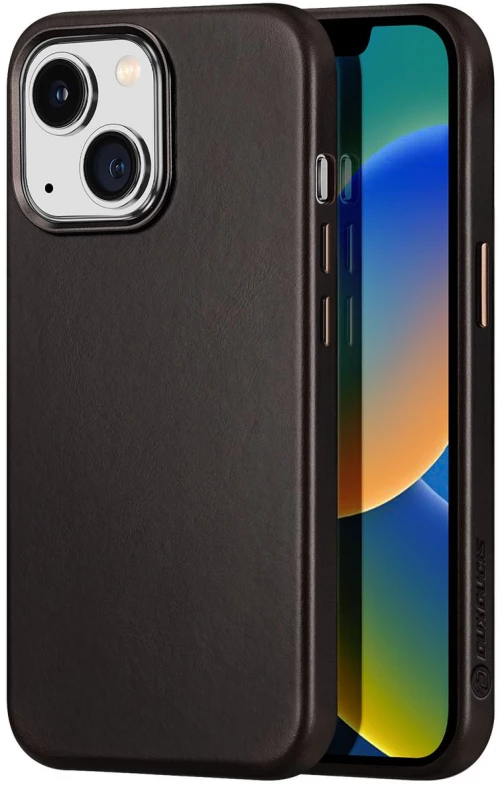 Dux Ducis Naples case for iPhone 14 Plus leather cover (MagSafe compatible) dark brown