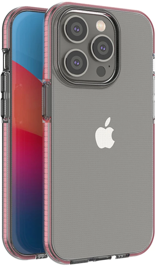 Spring Case case for iPhone 14 Pro silicone case with a frame light pink