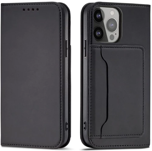 Magnet Card Case case for iPhone 14 Plus flip cover wallet stand black