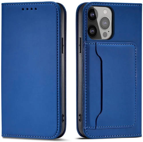 Magnet Card Case case for iPhone 14 Pro flip cover wallet stand blue