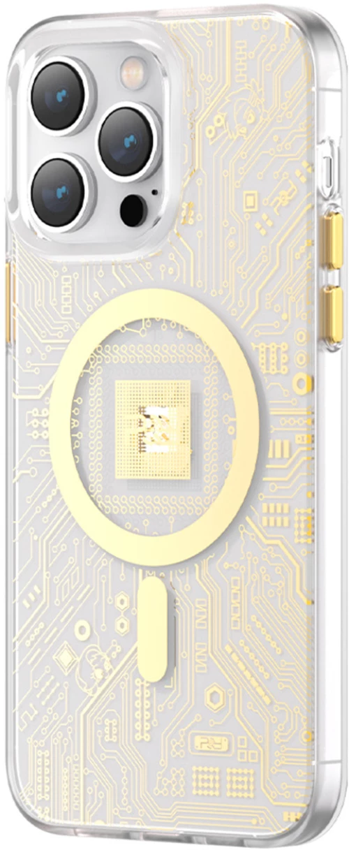 Kingxbar PQY Geek Series magnetic case for iPhone 14 Pro MagSafe gold