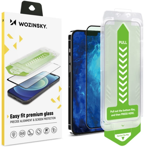 9H tempered glass with mounting frame for iPhone 14 Plus Wozinsky Premium Glass - black
