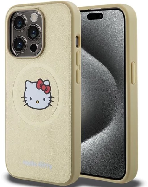 Hello Kitty Leather Kitty Head MagSafe case for iPhone 15 Pro Max - gold