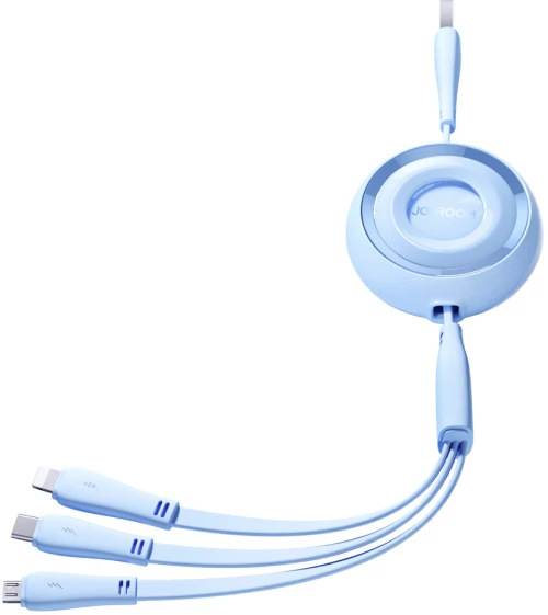 Joyroom S-A40 Colorful Series 3in1 retractable cable USB-A to USB-C / Lightning / microUSB 1m - blue