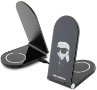 Karl Lagerfeld Ikonik MagSafe 15W inductive charger, foldable 2in1 - black