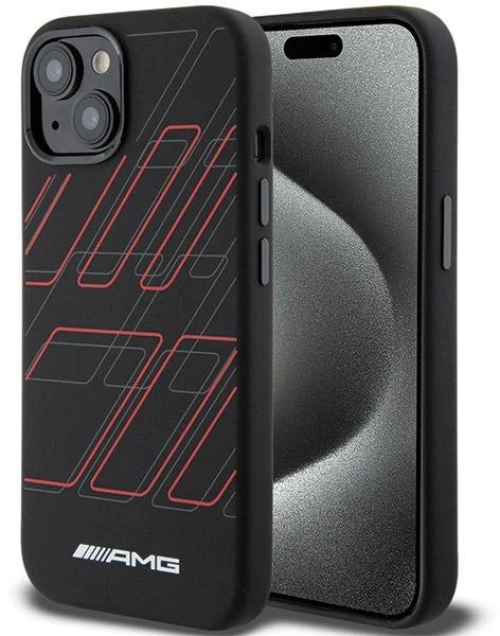 AMG Silicone Large Rhombuses Pattern MagSafe Case for iPhone 15 Plus / 14 Plus - Black