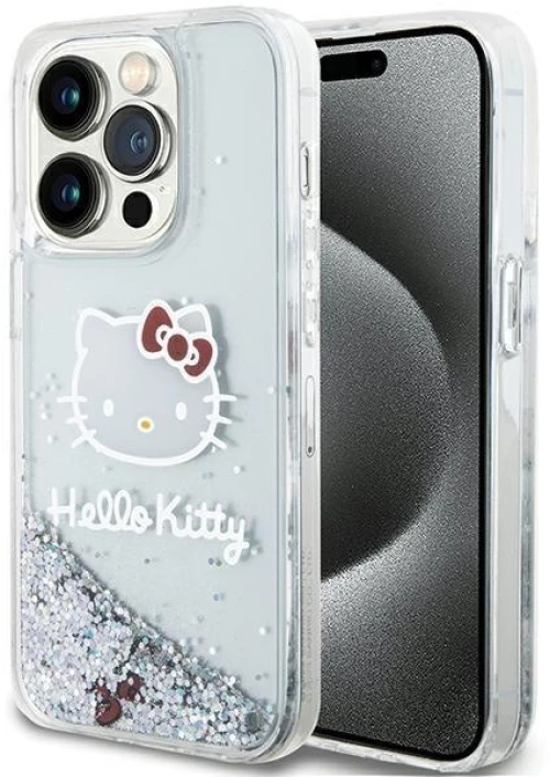 Hello Kitty Liquid Glitter Charms Kitty Head case for iPhone 14 Pro - silver