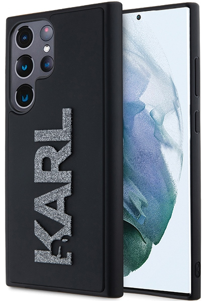 Karl Lagerfeld 3D Rubber Glitter Logo case for Samsung Galaxy S23 Ultra - black