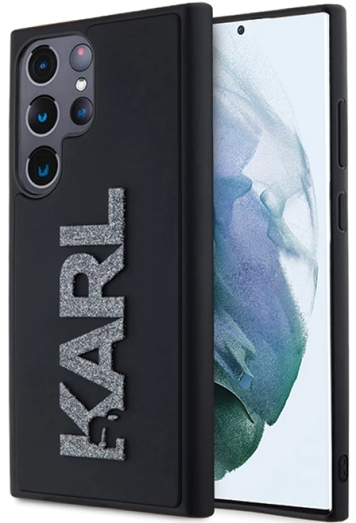 Karl Lagerfeld 3D Rubber Glitter Logo case for Samsung Galaxy S23 Ultra - black