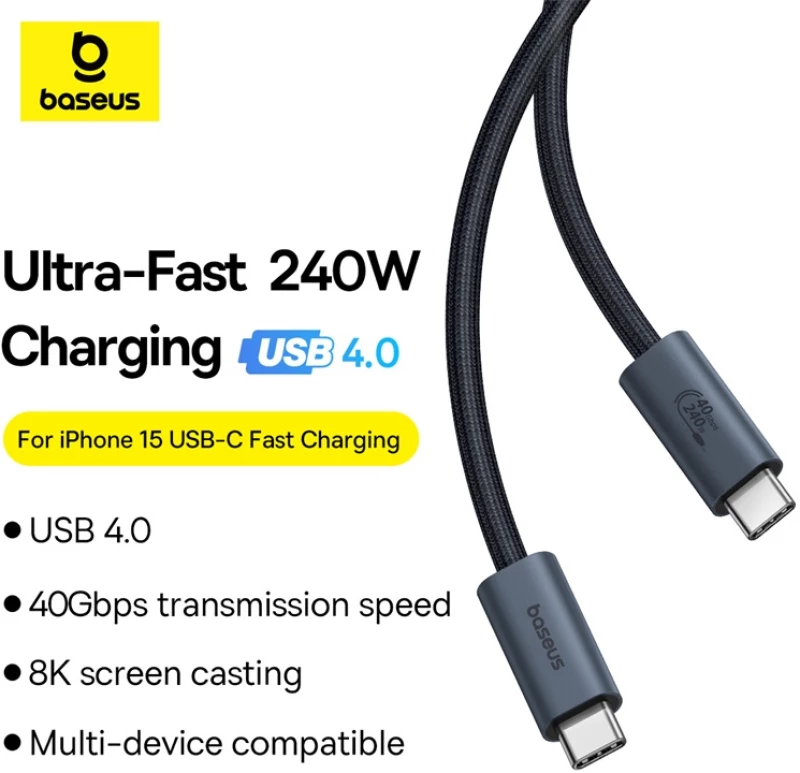 Baseus CB000068 USB-C - USB-C cable 240W PD 8K 60Hz 1m - black
