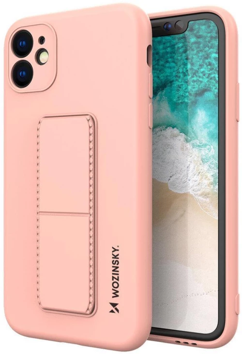 Wozinsky Kickstand Case iPhone 11 Pro Max pink silicone case with stand