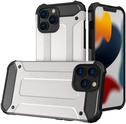 Hybrid Armor Case Tough Rugged Cover for iPhone 13 Pro silver