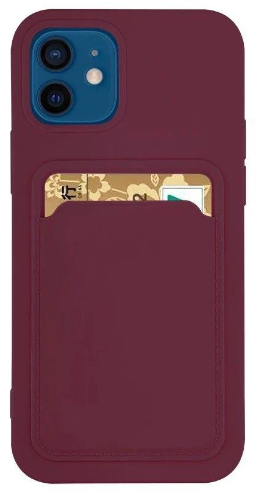 Card Case silicone wallet case with card holder documents for Samsung Galaxy S21 Ultra 5G burgundy