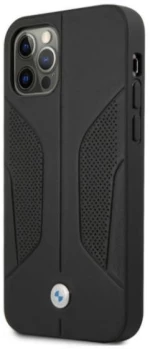 Case BMW BMHCP12LRSCSK iPhone 12 Pro Max 6.7 black / black hardcase Leather Perforate Sides