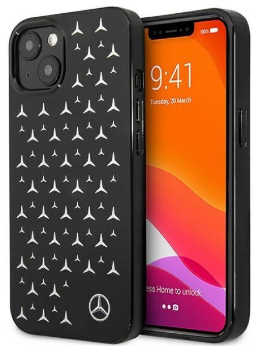 Mercedes MEHCP13SESPBK iPhone 13 mini 5,4 black / black hardcase Silver Stars Pattern