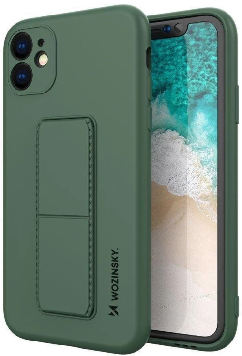Wozinsky Kickstand Case Silicone Stand Cover for Samsung Galaxy A72 4G Dark Green