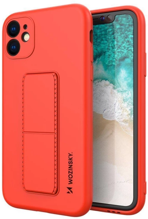 Wozinsky Kickstand Case Silicone Stand Cover for Samsung Galaxy A22 4G Red