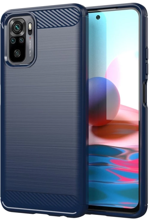 Carbon Case Flexible Cover TPU Case for Xiaomi Redmi Note 10 / Redmi Note 10S blue