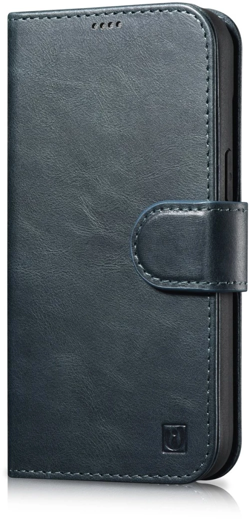 iCarer Oil Wax Wallet Case 2in1 Cover iPhone 14 Pro Anti-RFID Leather Flip Case Blue (WMI14220722-BU)