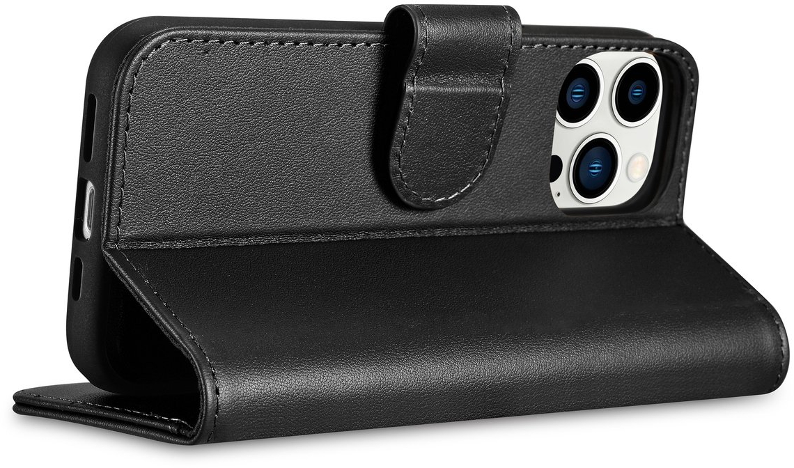 iCarer Wallet Case 2in1 Cover iPhone 14 Pro Leather Flip Cover Anti-RFID black (WMI14220726-BK)