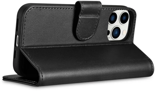 iCarer Wallet Case 2in1 Cover iPhone 14 Pro Leather Flip Cover Anti-RFID black (WMI14220726-BK)